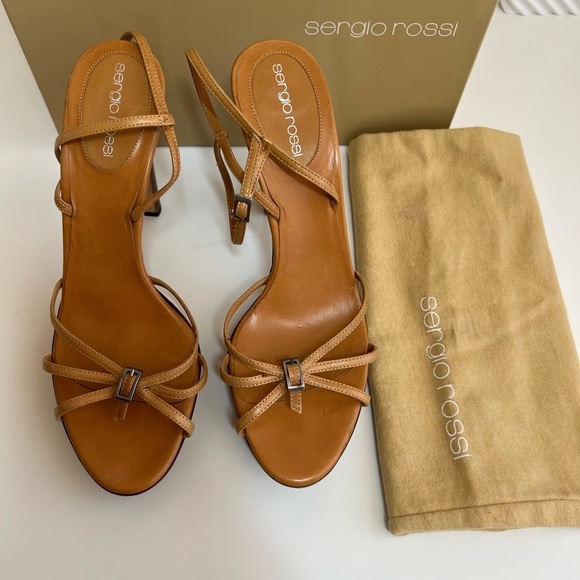 Sergio Rossi Tan Leather Sandals - Picture 1 of 15